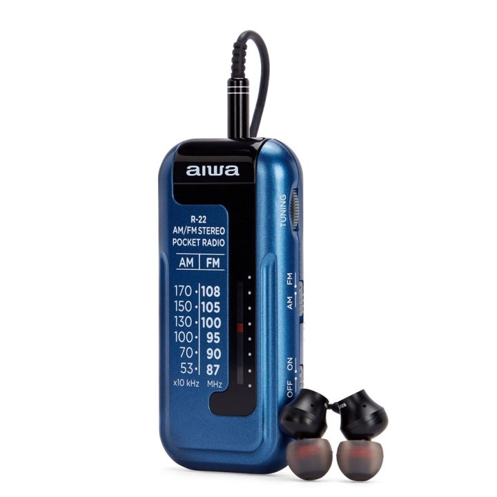 Radio Analogica Mini Aiwa R-22bl Am fm Hyperbass Color Azul