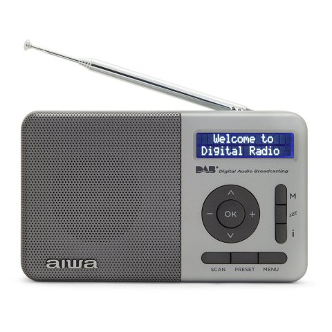 Radio Digital Con Altavoz Aiwa Rd-40dab sl 50 Memorias Reloj Digital Altavoz 2" Bateria 3.7v 2000mah Color Plata