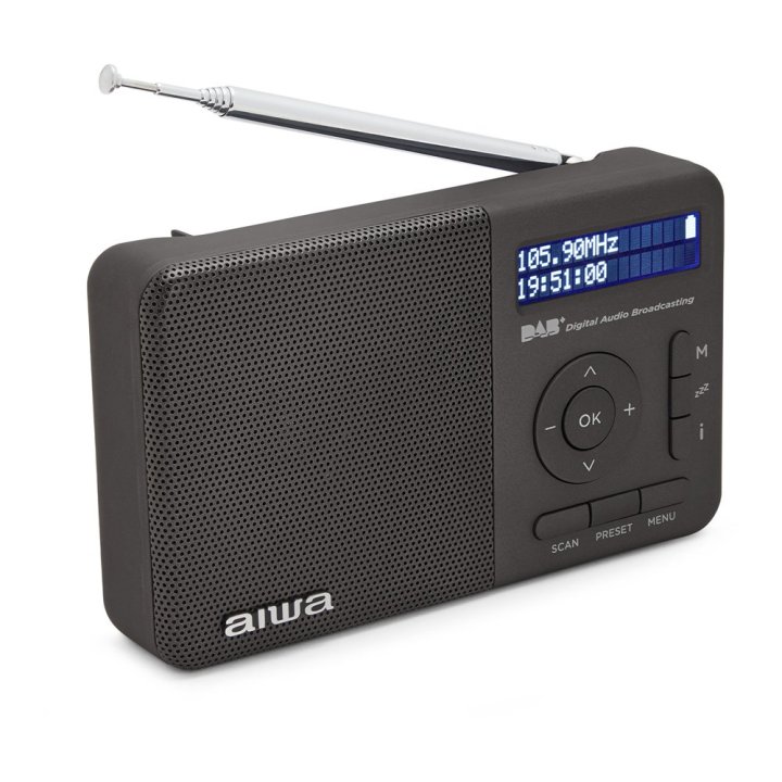 Radio Digital Con Altavoz Aiwa Rd-40dab bk 50 Memorias Reloj Digital Altavoz 2" Bateria 3.7v 2000mah Color Negro