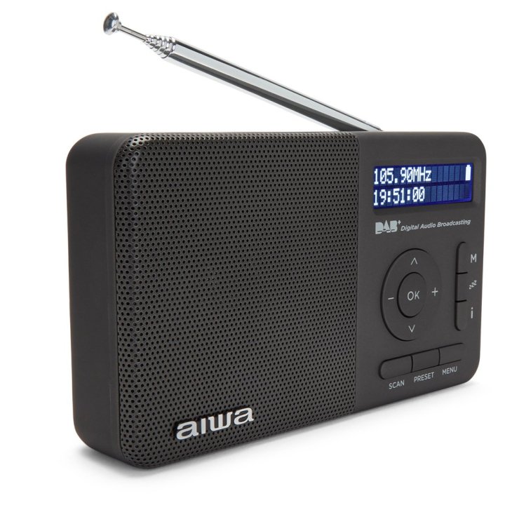 Radio Digital Con Altavoz Aiwa Rd-40dab bk 50 Memorias Reloj Digital Altavoz 2" Bateria 3.7v 2000mah Color Negro