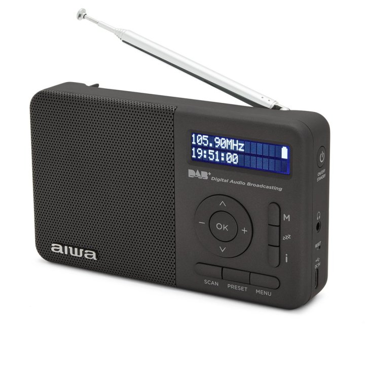 Radio Digital Con Altavoz Aiwa Rd-40dab bk 50 Memorias Reloj Digital Altavoz 2" Bateria 3.7v 2000mah Color Negro