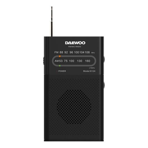 Radio Analogica Mini Con Altavoz Daewo Dw1027 Am fm Entrada Jack 3.5mm Antena Telescopica Funciona Con Pilas Color Negro