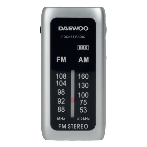 Radio Analogica Mini Daewo Dw1129 Am fm Entrada Jack 3.5mm Funciona Con Pilas Incluye Auriculares Color Plata