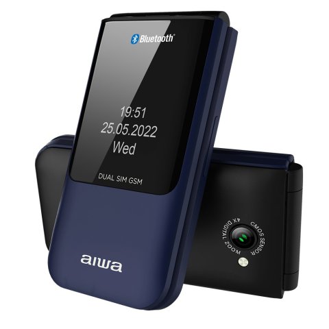 Movil Senior Fp-24bl Blue Aiwa Diseño Flip Dualsim Botones Grandes Pantalla 2.4" Bluetooth Puerto Micro-usb