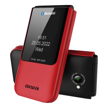 Movil Senior Fp-24rd Red Aiwa Diseño Flip Dualsim Botones Grandes Pantalla 2.4" Bluetooth Puerto Micro-usb