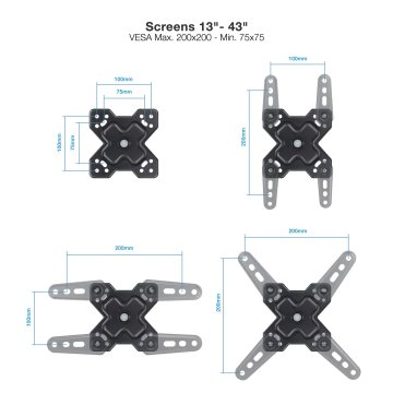Soporte De Pared Tooq Lp1345tn-b Para Pantalla 13-43 Max. 20kg Vesa Max. 200x200 Un Brazo Negro 2