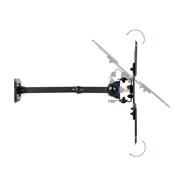 Soporte De Pared Tooq Lp1345tn-b Para Pantalla 13-43 Max. 20kg Vesa Max. 200x200 Un Brazo Negro