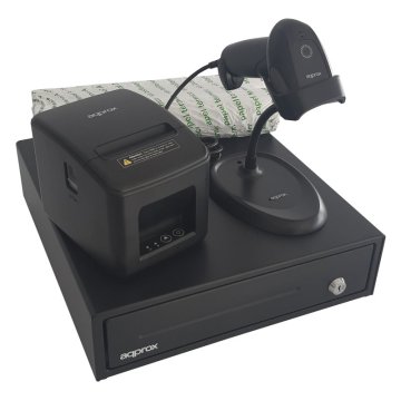 Kit Tpv Approx Cajon Appcash33 Negro + Scan Appls11as + Imp. Term.  Apppos80am-usb + Papel Cyt8060bp