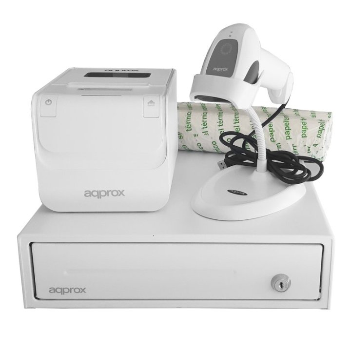 Kit Tpv Approx Cajon Appcash33wh Blanco + Scan Ls11aswh + Imp. Term. Pos80amusewh + Papel Cyt8060bpa