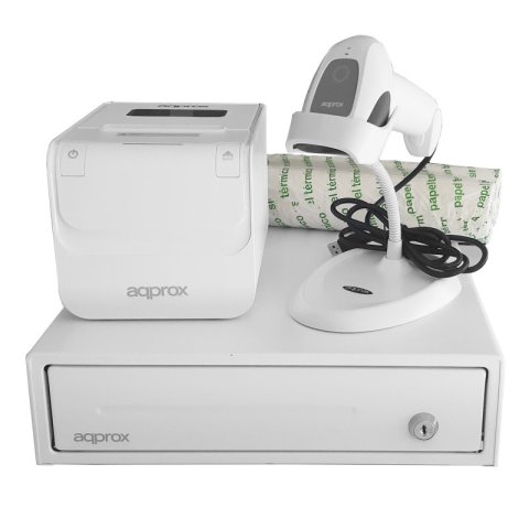 Kit Tpv Approx Cajon Appcash33wh Blanco + Scan Ls11aswh + Imp. Term. Pos80amusewh + Papel Cyt8060bpa