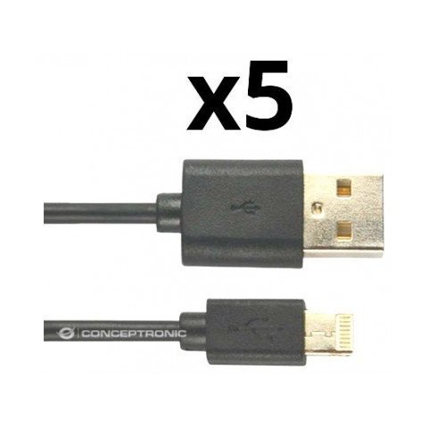 Kit 5 Unidades Cable Lighting Nortess Iphone 5 6/7/8/ X Ipad 1 Metro Color Negro
