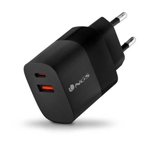 Cargador De Pared Ngs Bud33w Ultrarrapido Con Dos Puertos Usb-a Y Usbc