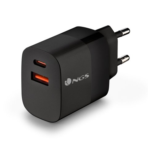 Cargador De Pared Ngs Bud33w Ultrarrapido Con Dos Puertos Usb-a Y Usbc