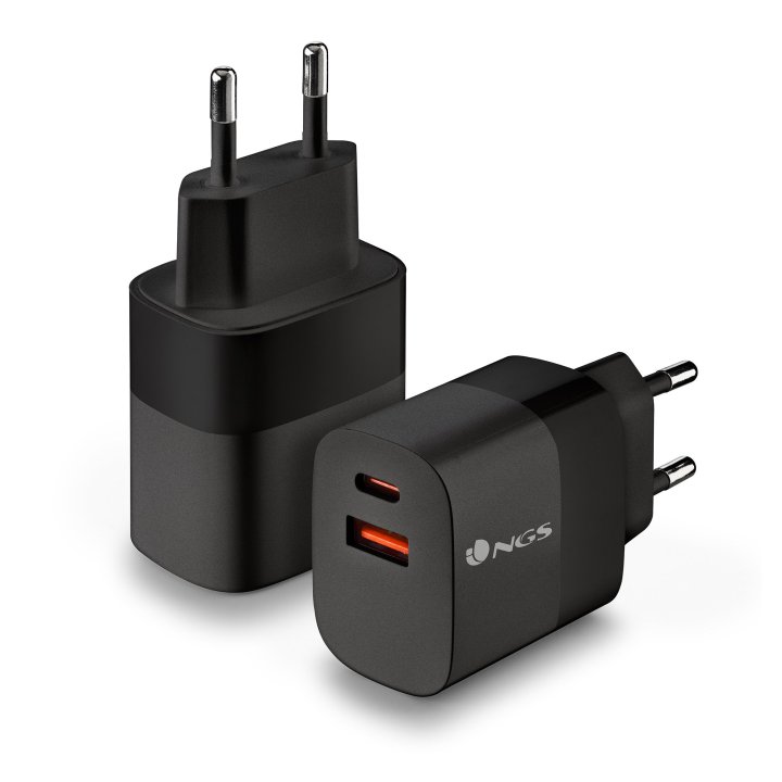Cargador De Pared Ngs Bud33w Ultrarrapido Con Dos Puertos Usb-a Y Usbc