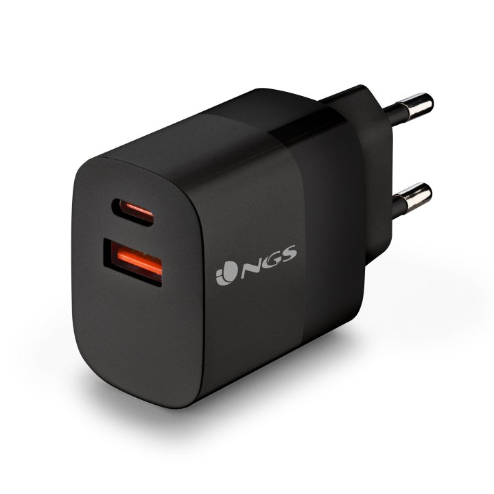 Cargador De Pared Ultrarápido De 45w Ngs Bud45w Con Dos Puertos Usb-a+usb-c