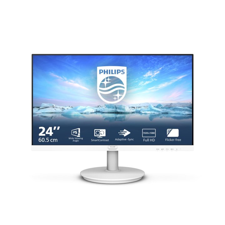 Monitor 24" Hdmi Vga Philips 241v8aw Ips Fhd 75hz 250 Cd m 4ms Altavoces Vesa 100x100 Color Blanco