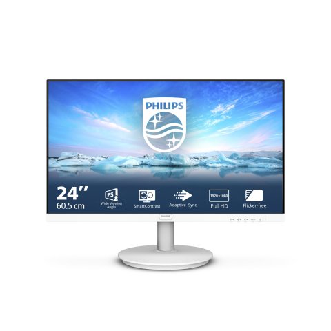 Monitor 24" Hdmi Vga Philips 241v8aw Ips Fhd 75hz 250 Cd m 4ms Altavoces Vesa 100x100 Color Blanco