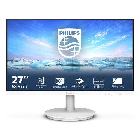 Monitor 27" Hdmi Vga Philips 271v8aw Ips Fhd 75hz 250 Cd m 4ms Altavoces Vesa 100x100 Color Blanco