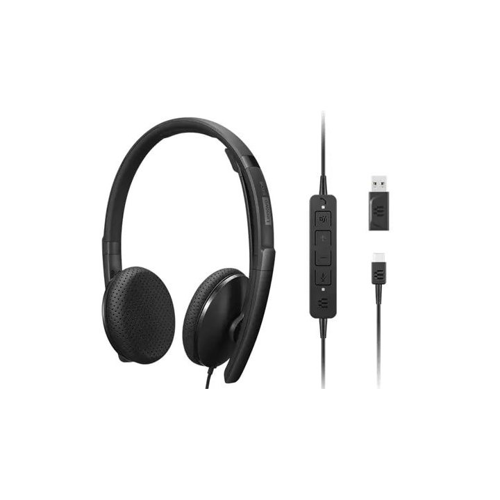 Headset Usb-c  Lenovo Estereo Anc Microfono Cancelacion De Ruido Activa Con Adaptador Usb-a