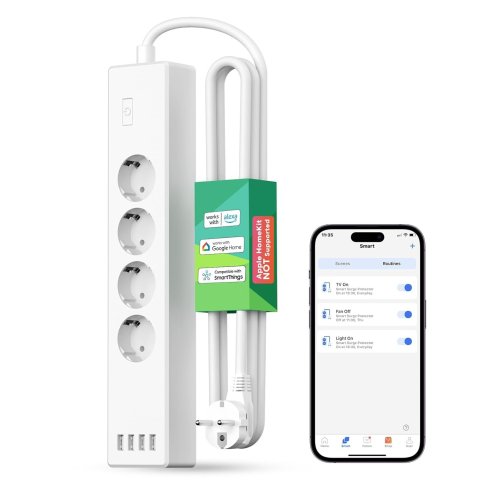 Regleta Smart Wifi Cuatro Shuko, Cuatro Usb Compatible Alexa,  Google Home, Bluetooth, Wifi 2.4ghz