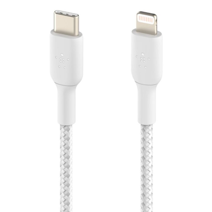Cable Belkin Caa004bt2mwh Usb-c A Lightining Trenzado Boost Charge 2m Color  Blanco