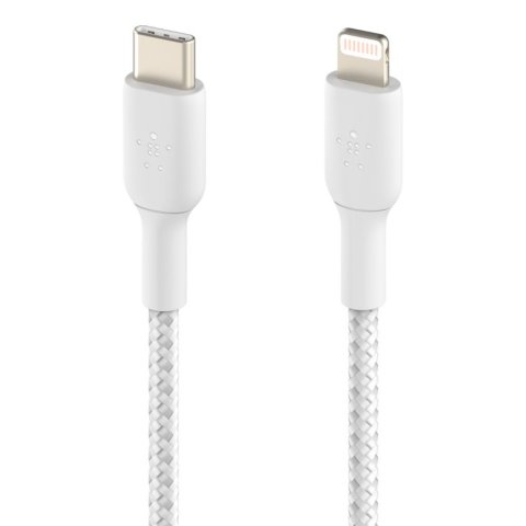 Cable Belkin Caa004bt2mwh Usb-c A Lightining Trenzado Boost Charge 2m Color  Blanco