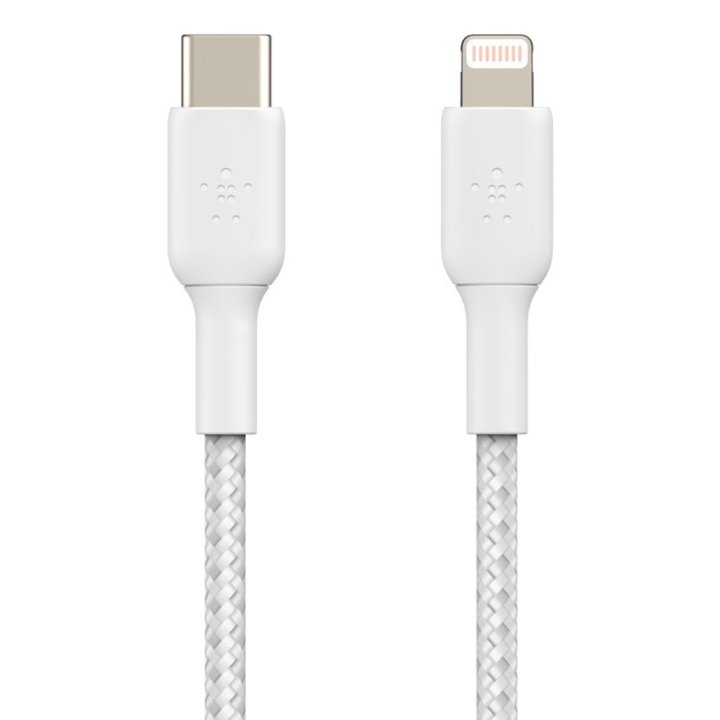Cable Belkin Caa004bt2mwh Usb-c A Lightining Trenzado Boost Charge 2m Color  Blanco