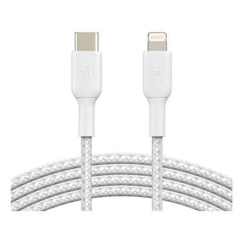 Cable Belkin Caa004bt2mwh Usb-c A Lightining Trenzado Boost Charge 2m Color  Blanco