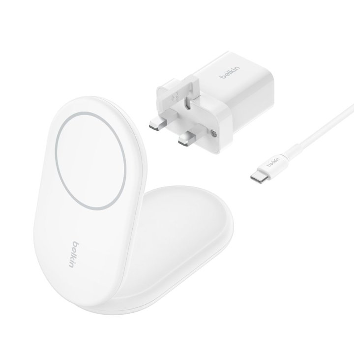 Cargador Inalambrico Belkin Wib007vfwh Boost Charge 15w Inalam. Y Magnetico Plegable Con Qi2 Blanco