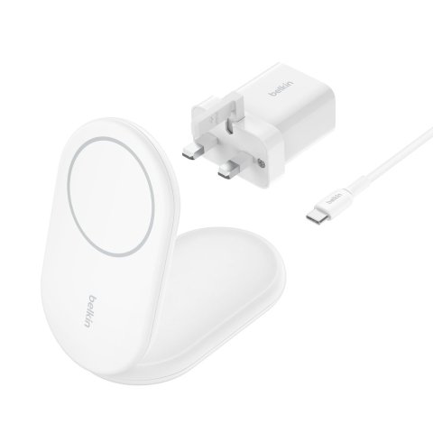 Cargador Inalambrico Belkin Wib007vfwh Boost Charge 15w Inalam. Y Magnetico Plegable Con Qi2 Blanco