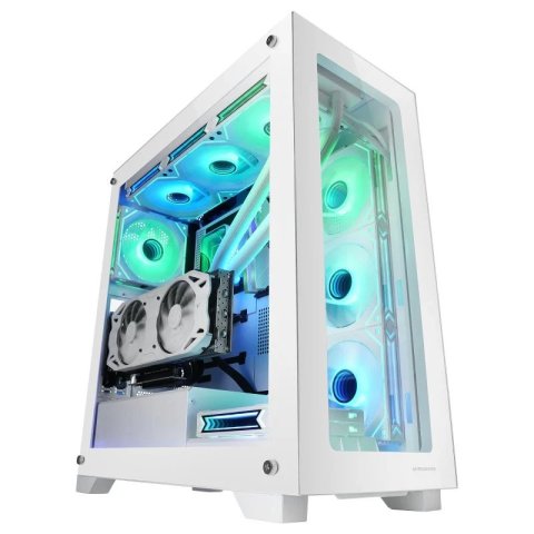 Caja E-atx Torre Gaming Mars Gaming Mcxpw Blanca Doble Cristal Templado Pci Verticales Capacidad Xxl
