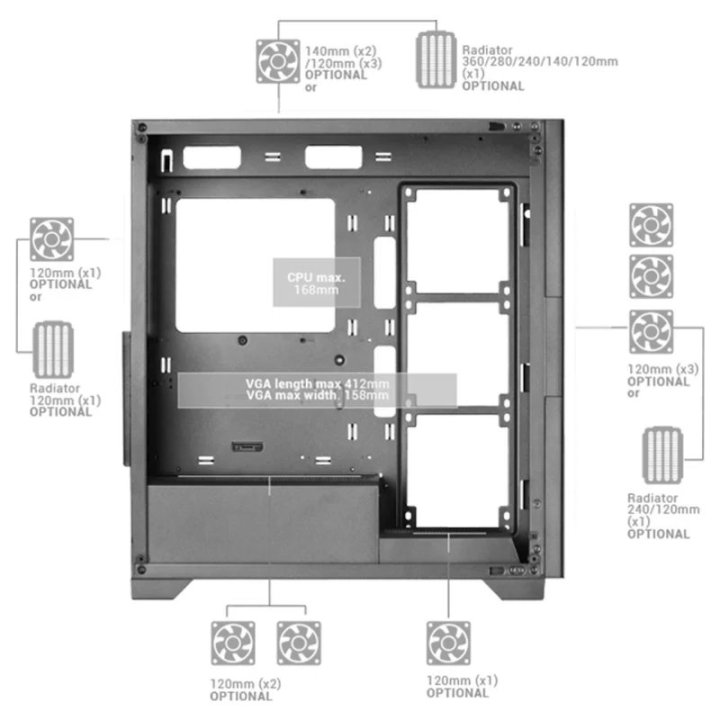 Caja E-atx Torre Gaming Mars Gaming Mcxpw...