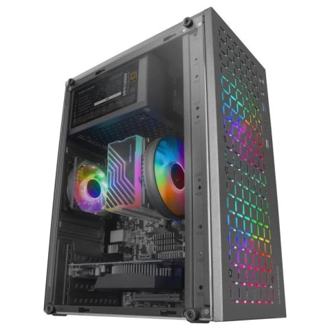 Caja Microatx Gaming Mars Gaming Mc-core Black Frontal Metal-mesh Con 2 Ventiladores Frgb 120mm Ventana Lateral Completa Sin 