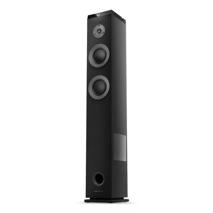 Altavoz Torre Energy Sistem Tower 5 Max 100w 2.1 Bt 5.3 Tws Usb Microsd Radio Soporte Tablet Color Negro Acabado En Madera
