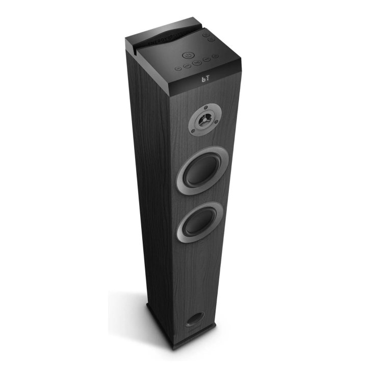 Altavoz Torre Energy Sistem Tower 5 Max 100w 2.1 Bt 5.3 Tws Usb Microsd Radio Soporte Tablet Color Negro Acabado En Madera