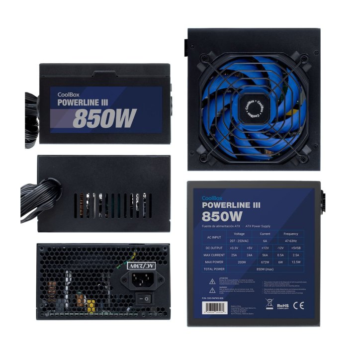 Fuente De Alimentacion Atx Coolbox Coo-fapw3-850 De 850w Powerline3 Eficiencia 85% Al 50% Carga
