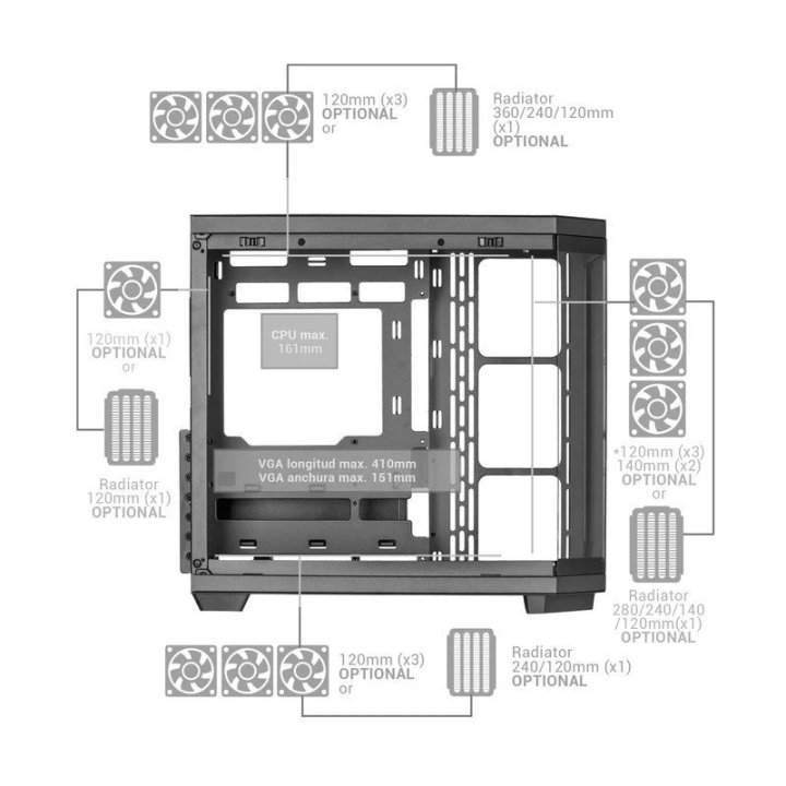 Caja Atx Semitorre Gaming Mars Gaming Mc3tcore...