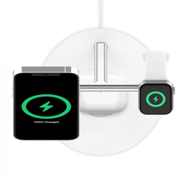 Base De Carga Powerhouse Belkin Wiz009vfwh-v2 Qi2 Apple Watch, Iphone & Airpods Color Blanco  