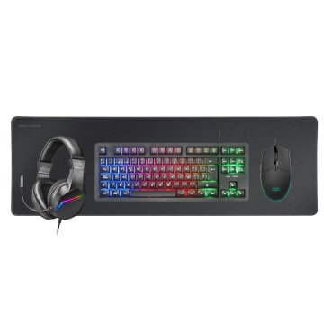 Pack Teclado Mouse Headset Y Alfombrilla Mars Gaming Mcprgb3pt Portugues Negro Teclado Tkl H-mech  Red Flow 3200dpi Headset F 2