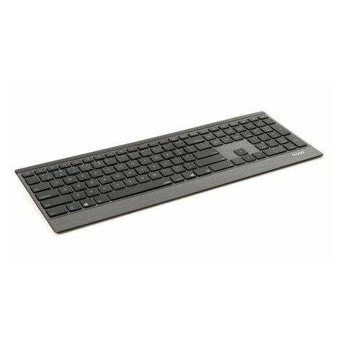 Teclado Rapoo Wireless Y Bluetooth 9500m Portugues 2.4ghz Bt 3.0 4.0 Teclas Multimedia Ultra Finocolor Negro Multi Mode