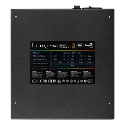 Fuente De Alimentacion Atx Modular Aerocool Lux Pro 750w Certificado 80+ Bronze Apfc Vent. 14cm Rgb