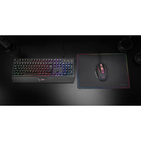 Pack Teclado Mouse Y Alfombrilla Mars Gaming Mcp124 Frances Rgb H-mech, Mouse Huano Rgb 3200dpi, Alfombrilla  360*260mm Black
