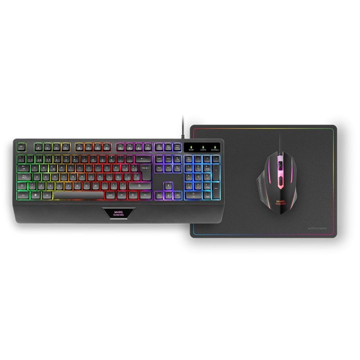 Pack Teclado Mouse Y Alfombrilla Mars Gaming Mcp124pt Portugues Rgb H-mech, Mouse Huano Rgb 3200dpialfombrilla  360*260mm Neg