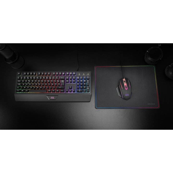 Pack Teclado Mouse Y Alfombrilla Mars Gaming Mcp124pt Portugues Rgb H-mech, Mouse Huano Rgb 3200dpialfombrilla  360*260mm Neg