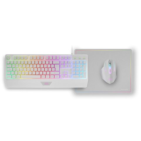Pack Teclado Mouse Y Alfombrilla Mars Gaming Mcp124wpt Portugues Rgb H-mech, Mouse Huano Rgb 3200dpialfombrilla  360*260mm Wh