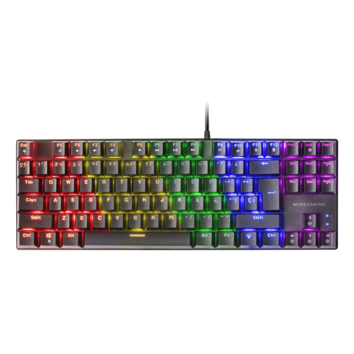 Teclado Mecanico Compackto Tkl Mars Gaming Mk80 Italiano Black Iluminacion 12efecto Switch Rojo Rgb Pr De 1000hz Anti-ghostin