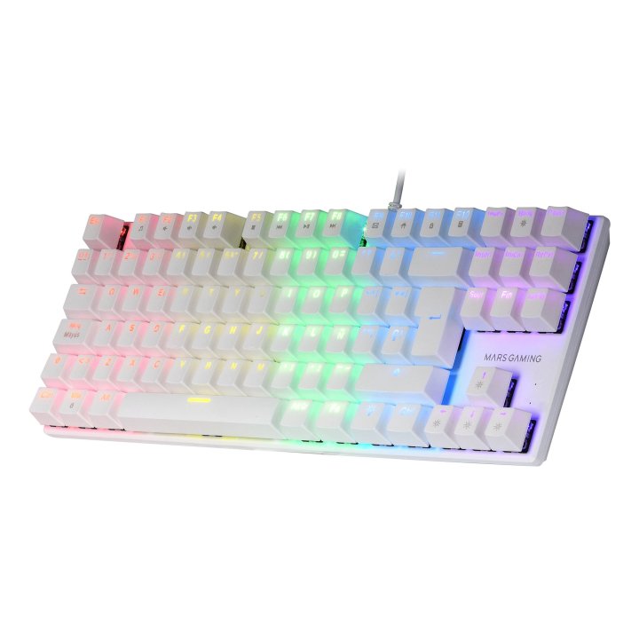 Teclado Mecanico Compackto Tkl Mars Gaming Mk80 Italiano White Iluminacion 12efectos Switch Marron  Rgb Pr De 1000hz Anti-gho