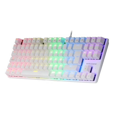 Teclado Mecanico Compackto Tkl Mars Gaming Mk80 Italiano White Iluminacion 12efectos Switch Marron  Rgb Pr De 1000hz Anti-gho