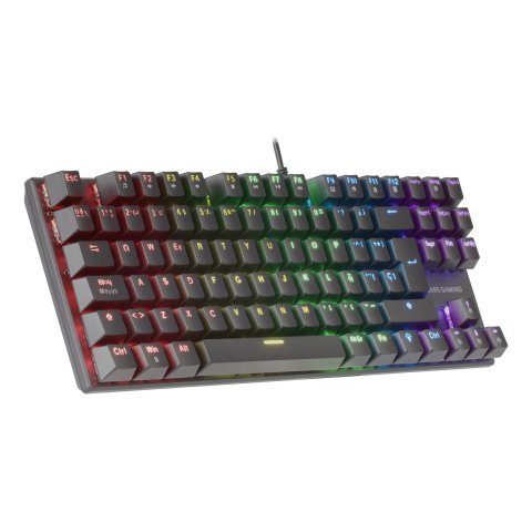 Teclado Mecanico Compacto Tkl Mars Gaming Mk80 Italiano Black Iluminacion 12efectos Switch Marron  Rgb Pr De 1000hz