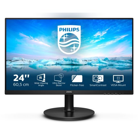 Monitor 24" Hdmi Vga Philips 241v8l 00 Va Fhd 75hz 4ms 250cd Vesa 100x100 Color Negro